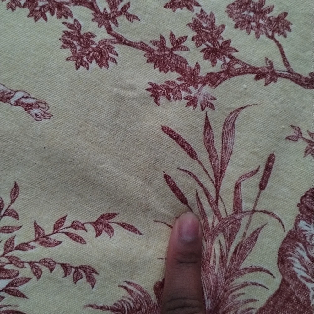 2 Curtain Panels 19th Century French‎ Print Pink and Cream/Yellow Color 88X44